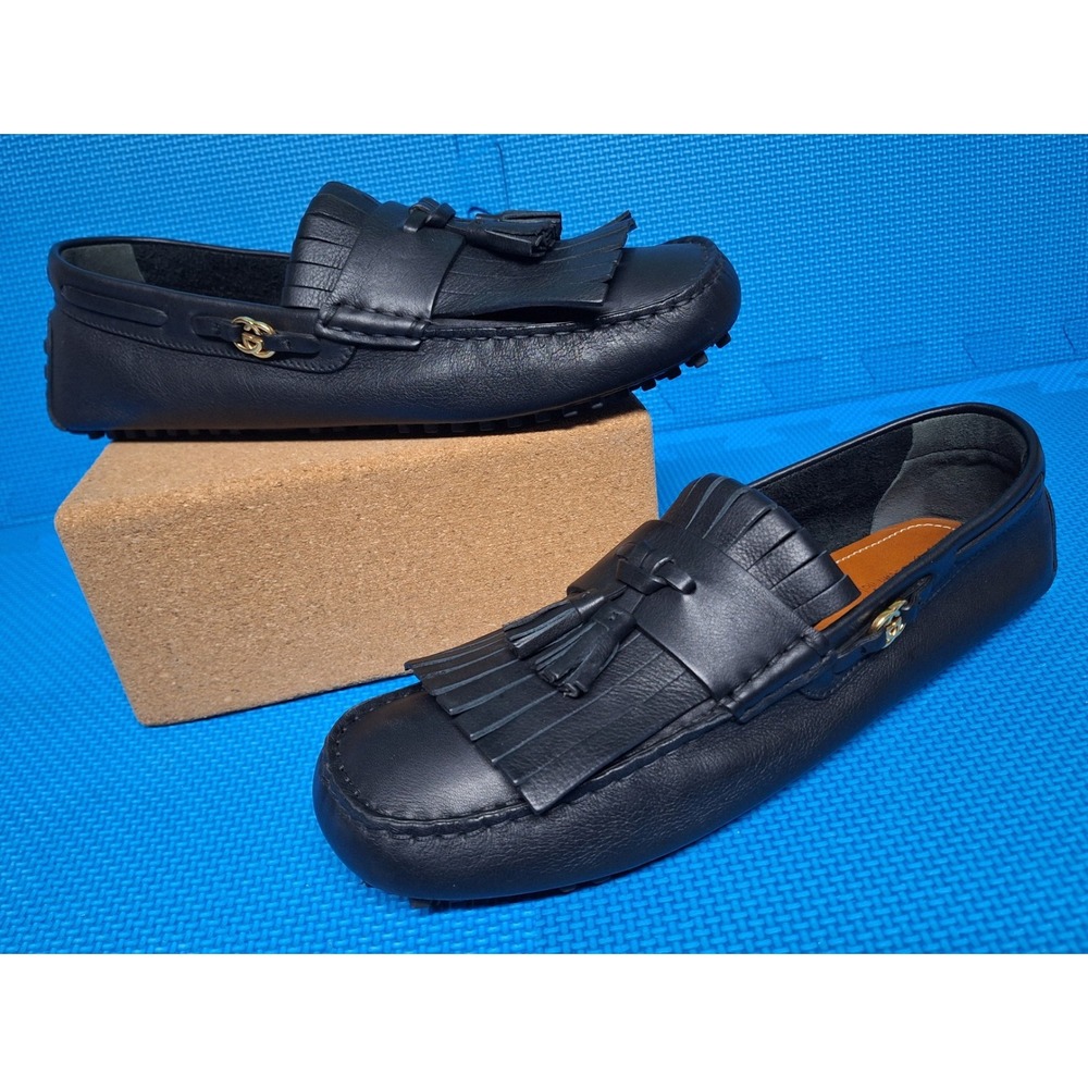 GUCCI 624699 leather driver shoes Moccasins Slip-On Loafers Tassle Men's Sz UK 9